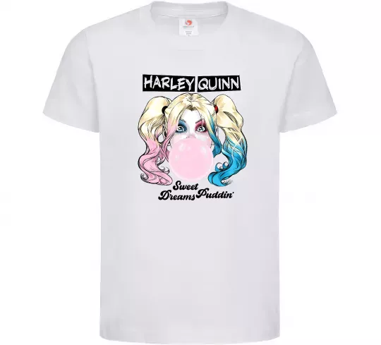 Дитяча футболка Harley Quinn з жуйкою Білий фото
