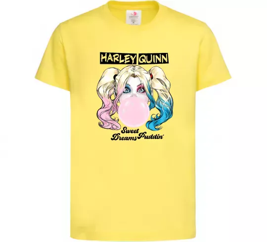Дитяча футболка Harley Quinn з жуйкою Лимонний фото