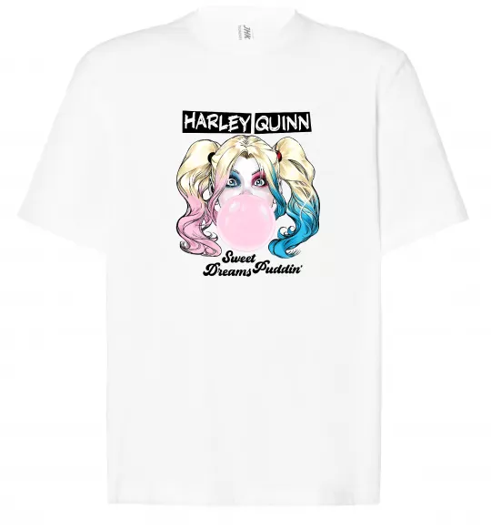 Футболка Оверсайз Harley Quinn з жуйкою Білий фото