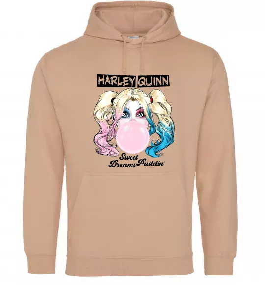 Чоловіча толстовка (худі) Harley Quinn з жуйкою Пісочний фото