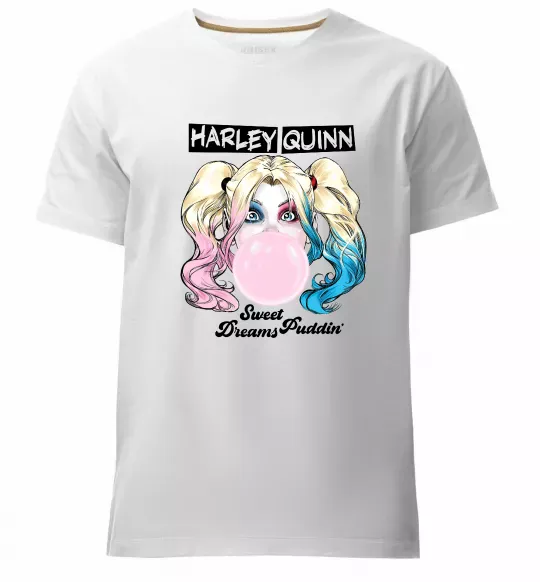 Мужская премиум футболка Harley Quinn з жуйкою Белый фото