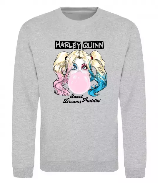 Свитшот Harley Quinn з жуйкою Серый меланж фото