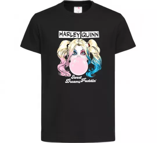 Дитяча футболка Harley Quinn з жуйкою Чорний фото