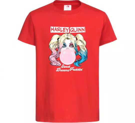 Дитяча футболка Harley Quinn з жуйкою Червоний фото