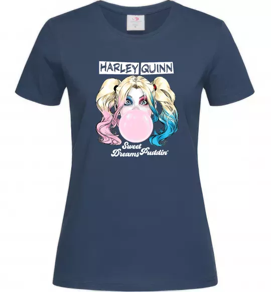 Женская футболка Harley Quinn з жуйкою Темно-синий фото