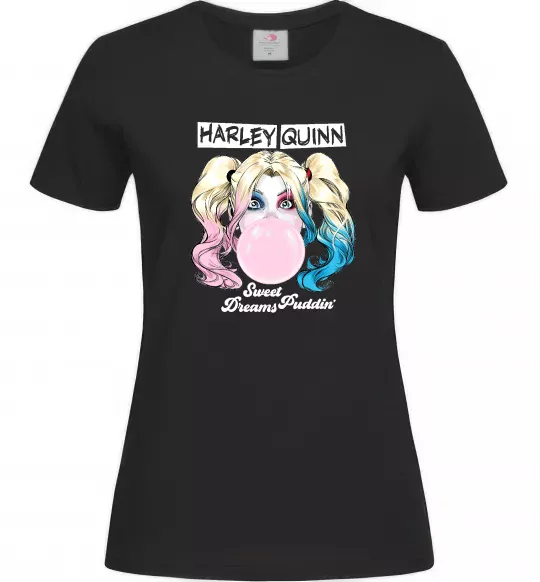 Женская футболка Harley Quinn з жуйкою Черный фото