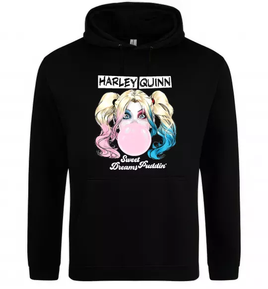 Жіноча толстовка (худі) Harley Quinn з жуйкою Чорний фото