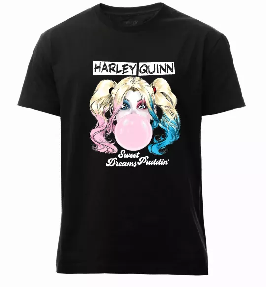 Мужская премиум футболка Harley Quinn з жуйкою Черный фото