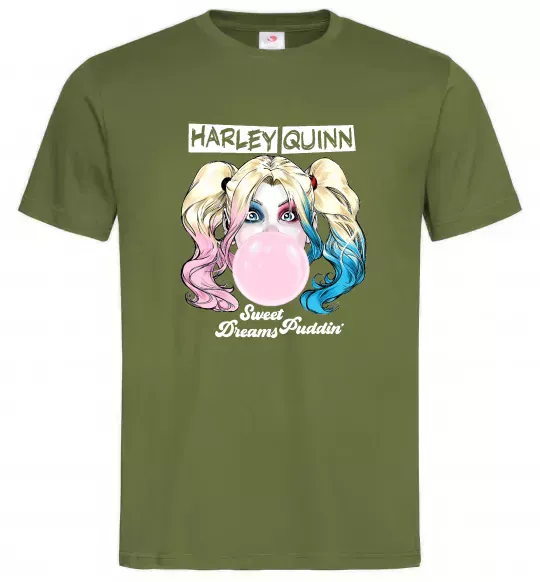 Мужская футболка Harley Quinn з жуйкою Оливковый фото