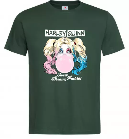 Мужская футболка Harley Quinn з жуйкою Темно-зеленый фото