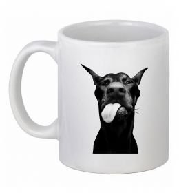 Чашка керамическая Доберман показує язик