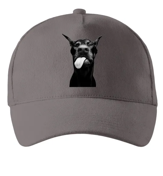 Кепка Доберман показує язик Сірий фото