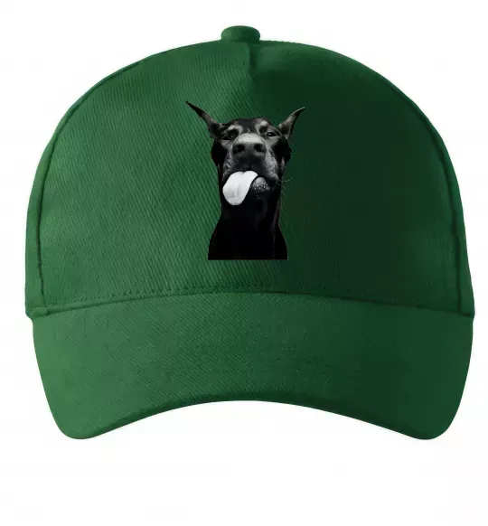 Кепка Доберман показує язик Темно-зелений фото