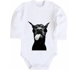 Дитячий бодік Doberman standing Білий фото