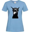 Жіноча футболка Доберман показує язик Блакитний Жіноча футболка Доберман показує язик Блакитний фото