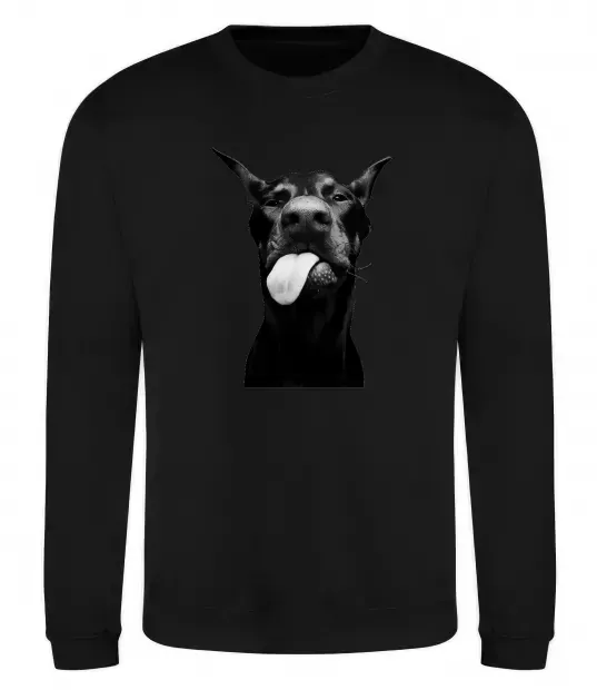 Світшот Доберман показує язик Чорний фото