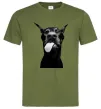Мужская футболка Доберман показує язик Оливковый фото