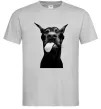 Мужская футболка Доберман показує язик Серый фото