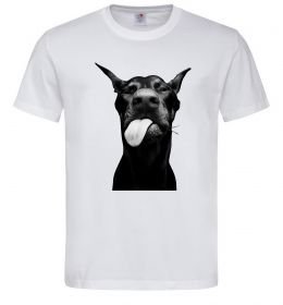 Мужская футболка Доберман показує язик