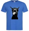 Мужская футболка Доберман показує язик Ярко-синий фото