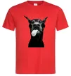 Мужская футболка Доберман показує язик Красный фото