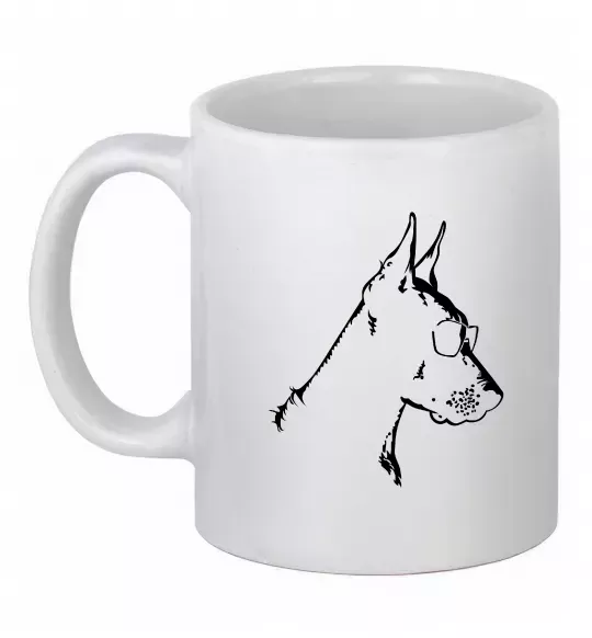 Чашка керамическая Доберман в окулярах Белый фото