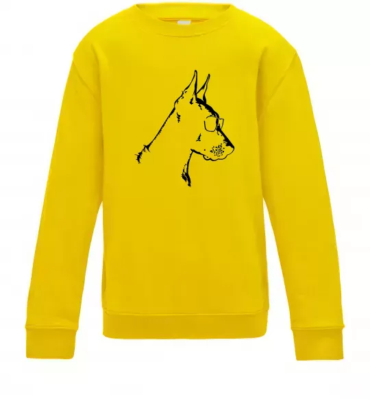 Детский Свитшот Доберман в окулярах Солнечно желтый фото