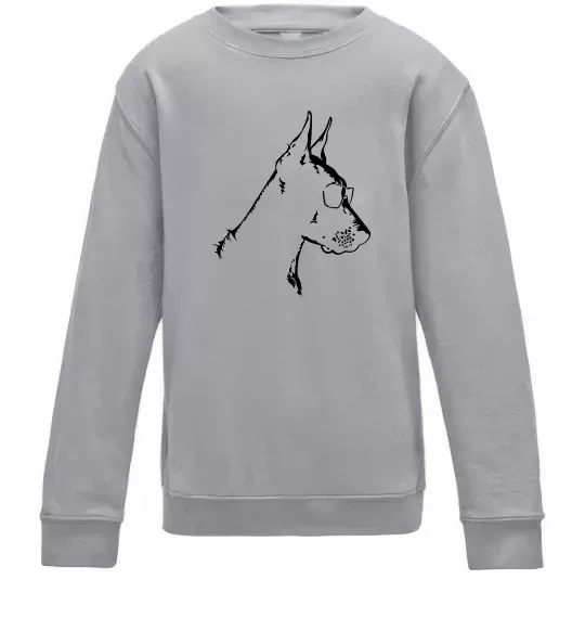 Детский Свитшот Доберман в окулярах Серый меланж фото