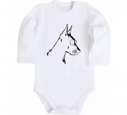 Детский боди Доберман в окулярах Белый фото