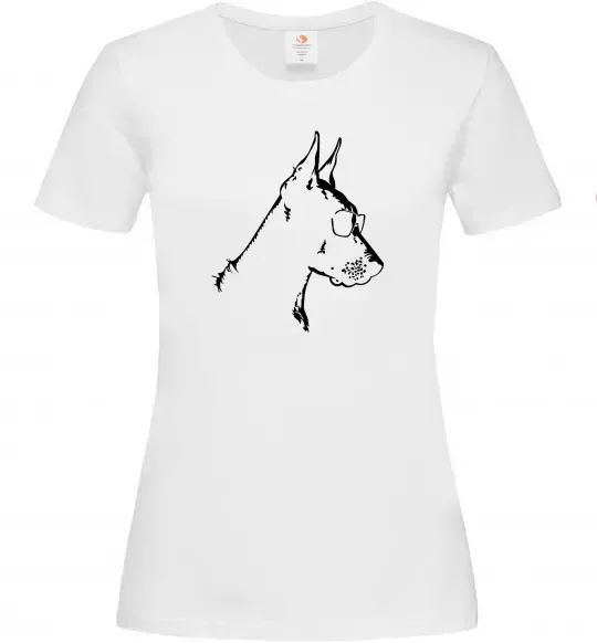 Женская футболка Доберман в окулярах Белый фото