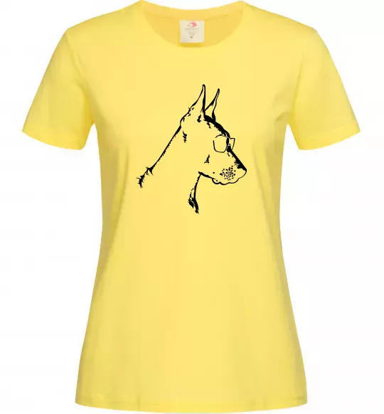 Женская футболка Доберман в окулярах Лимонный фото