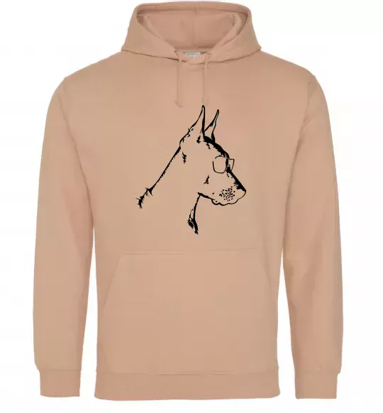 Женская толстовка (худи) Доберман в окулярах Песочный фото