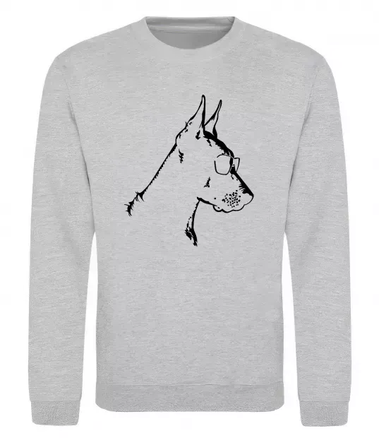 Свитшот Доберман в окулярах Серый меланж фото