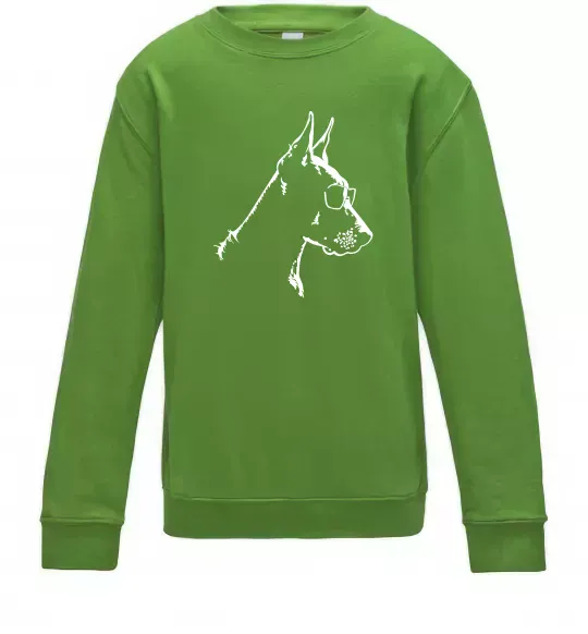 Детский Свитшот Доберман в окулярах Лаймовый фото