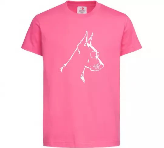 Детская футболка Доберман в окулярах Ярко-розовый фото