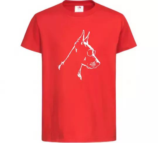 Детская футболка Доберман в окулярах Красный фото