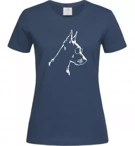 Женская футболка Доберман в окулярах Темно-синий фото