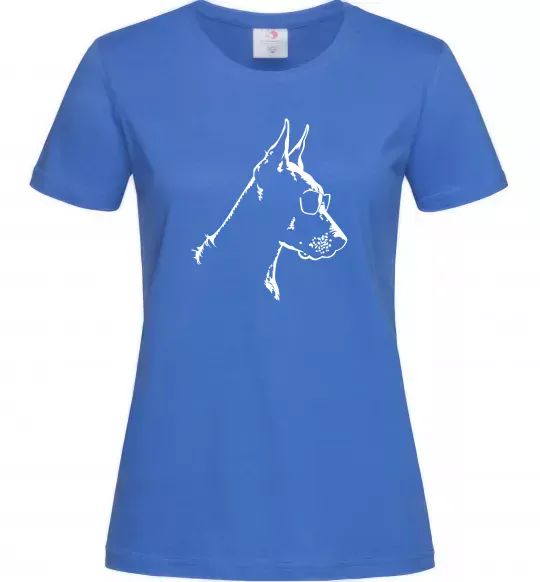 Женская футболка Доберман в окулярах Ярко-синий фото