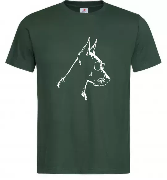 Мужская футболка Доберман в окулярах Темно-зеленый фото