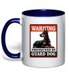 Чашка з кольоровою ручкою Warning Doberman Глибокий темно-синій фото