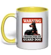Чашка с цветной ручкой Warning Doberman Лимонный фото