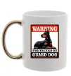 Чашка з кольоровою ручкою Warning Doberman Золото фото