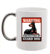 Чашка з кольоровою ручкою Warning Doberman Срібло фото