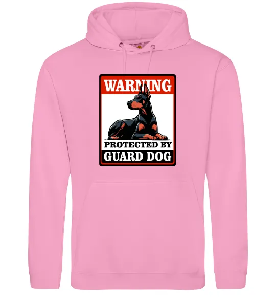 Женская толстовка (худи) Warning Doberman Розовый фото