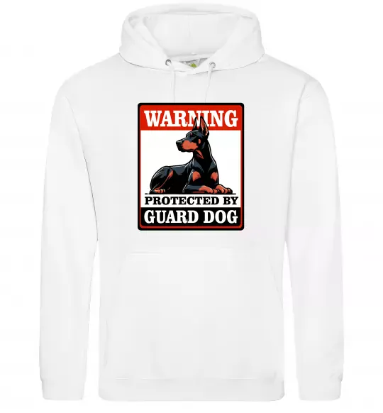 Жіноча толстовка (худі) Warning Doberman Білий фото