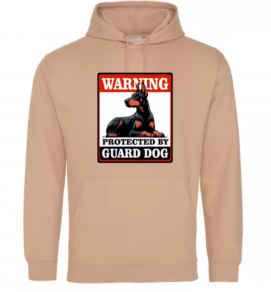 Жіноча толстовка (худі) Warning Doberman Пісочний фото