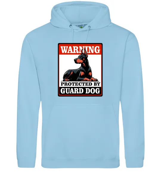 Женская толстовка (худи) Warning Doberman Голубой фото