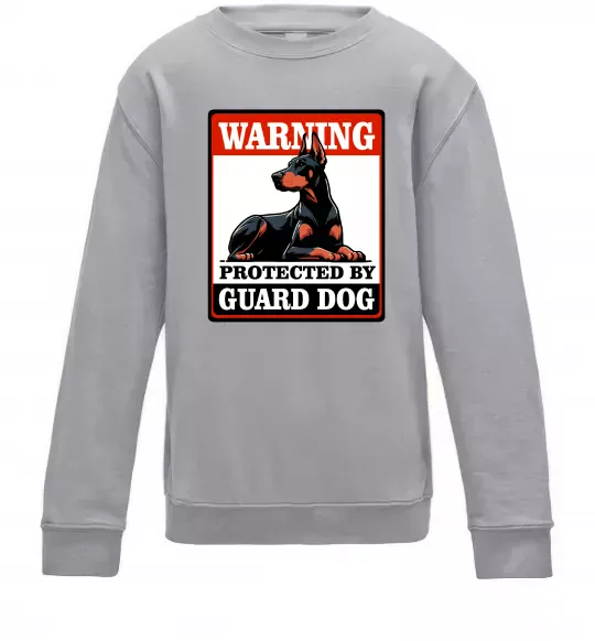 Детский Свитшот Warning Doberman Серый меланж фото