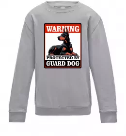 Детский Свитшот Warning Doberman Серый меланж фото