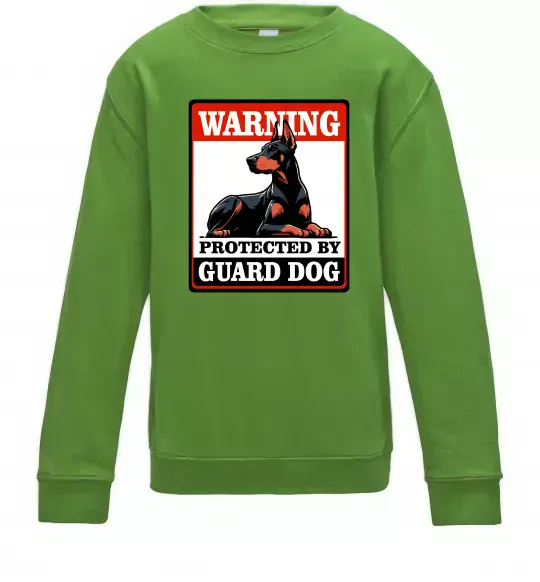 Детский Свитшот Warning Doberman Лаймовый фото